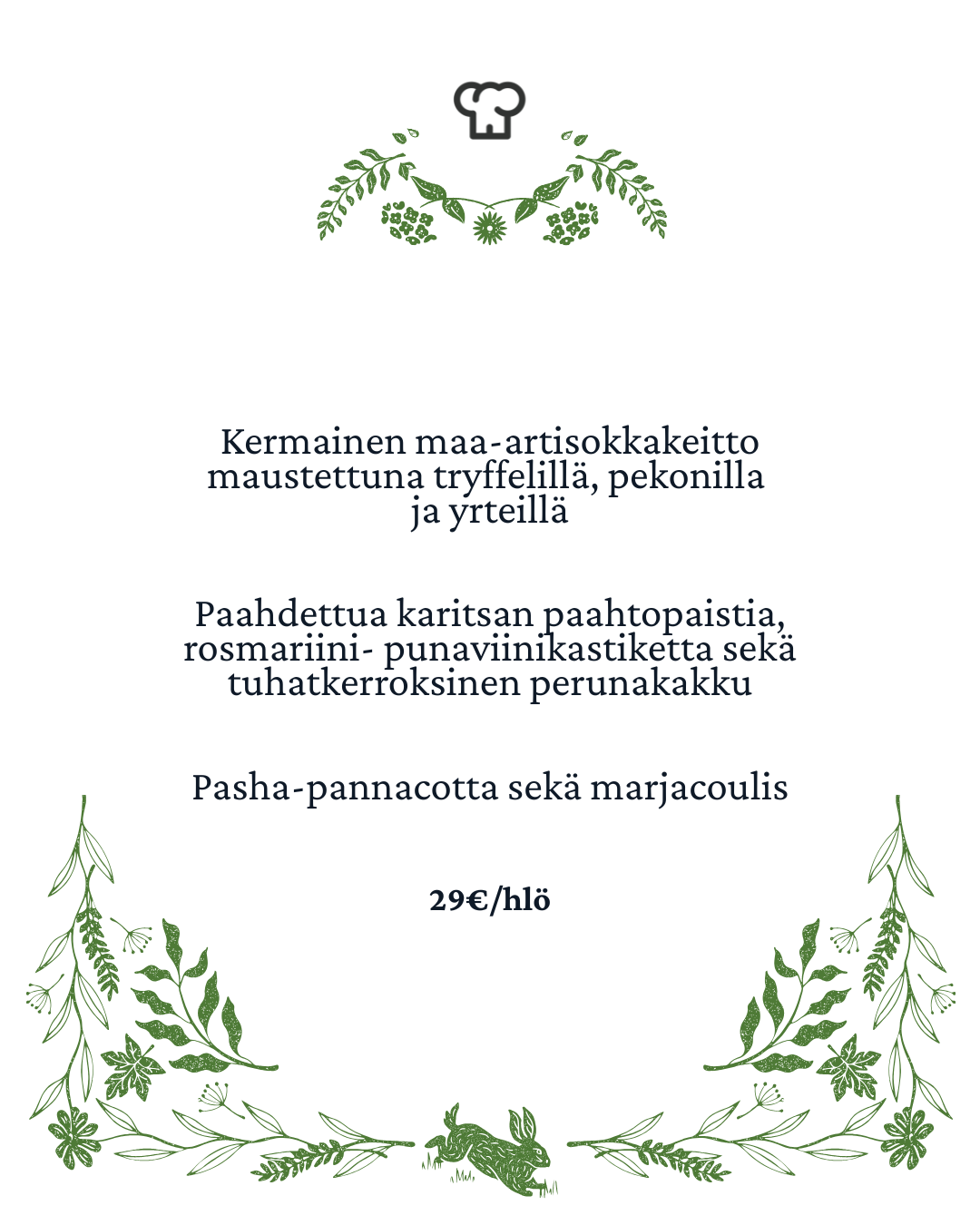 Pääsiäismenu suurempana